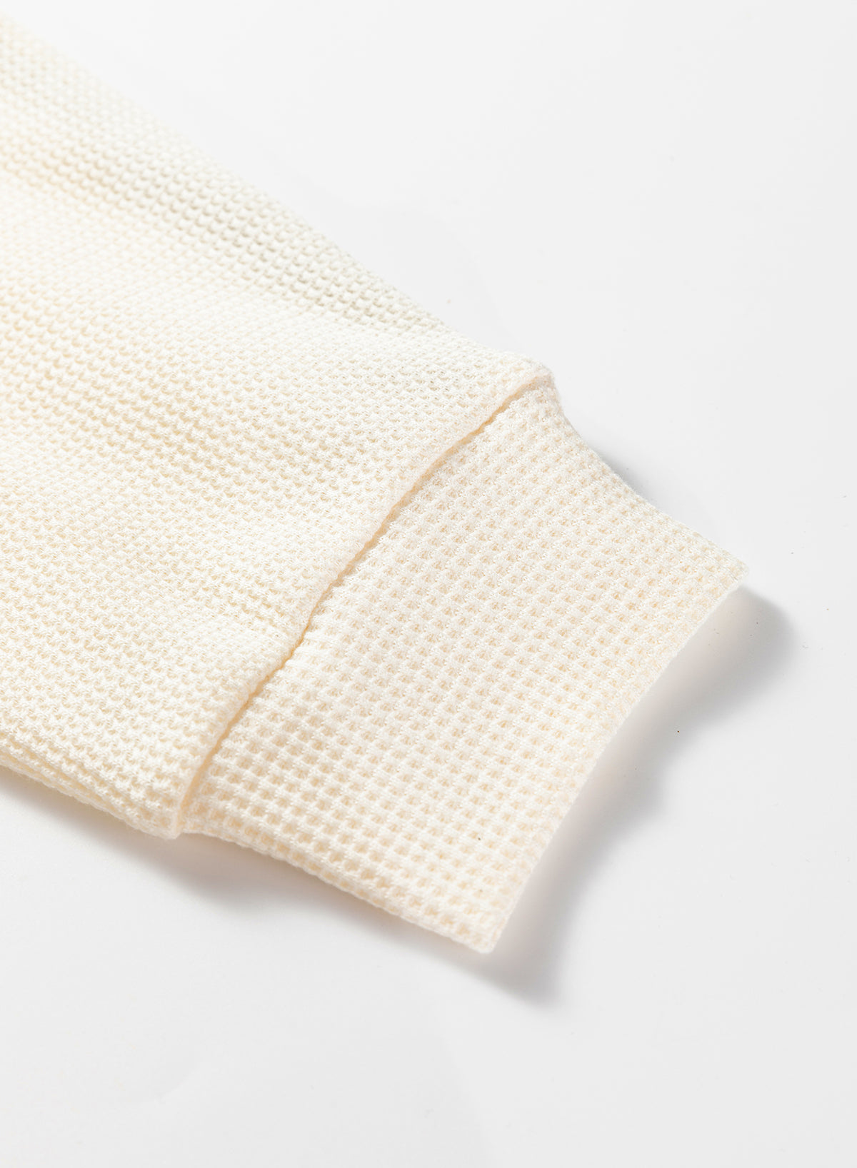 Light French Beige Waffle Contrast Knit Color Block Patchwork Button Front Oversize Hoodie