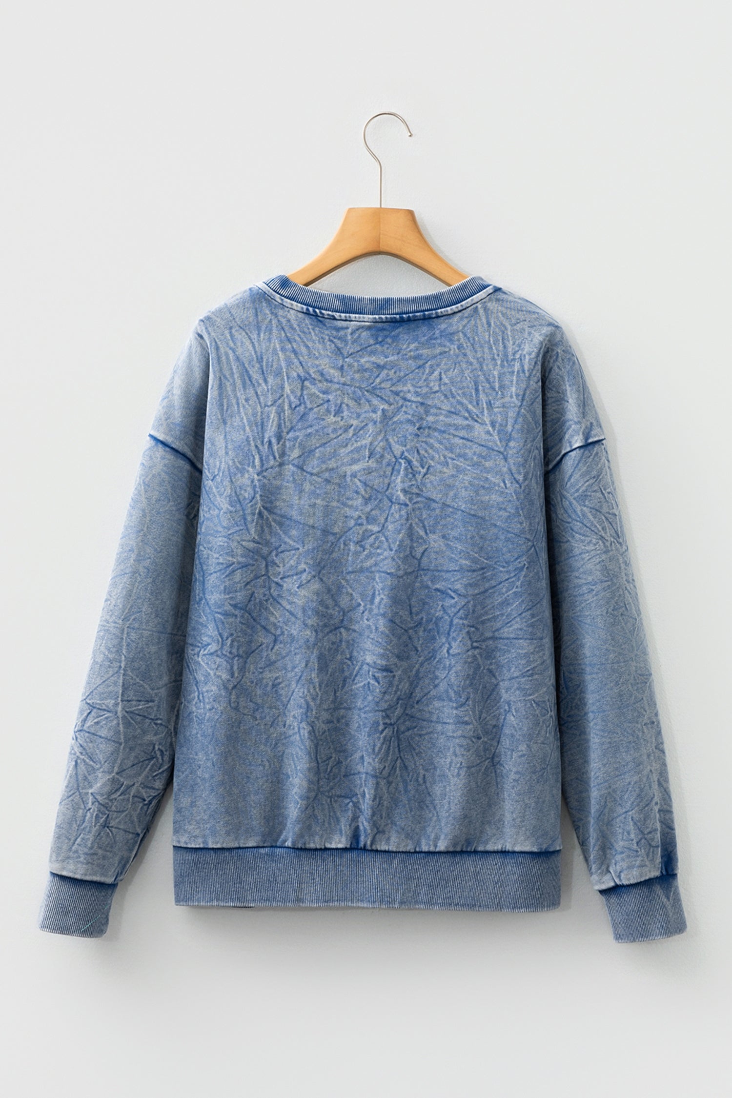 Mineral Red saved by grace Letter Embroidery Mineral Wash Loose Sweatshirt