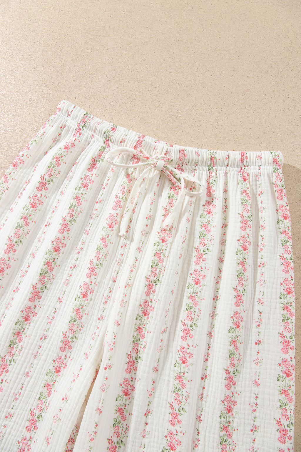 Pink Floral Print Long Sleeve Button Front Shirt Pajama Pant Set