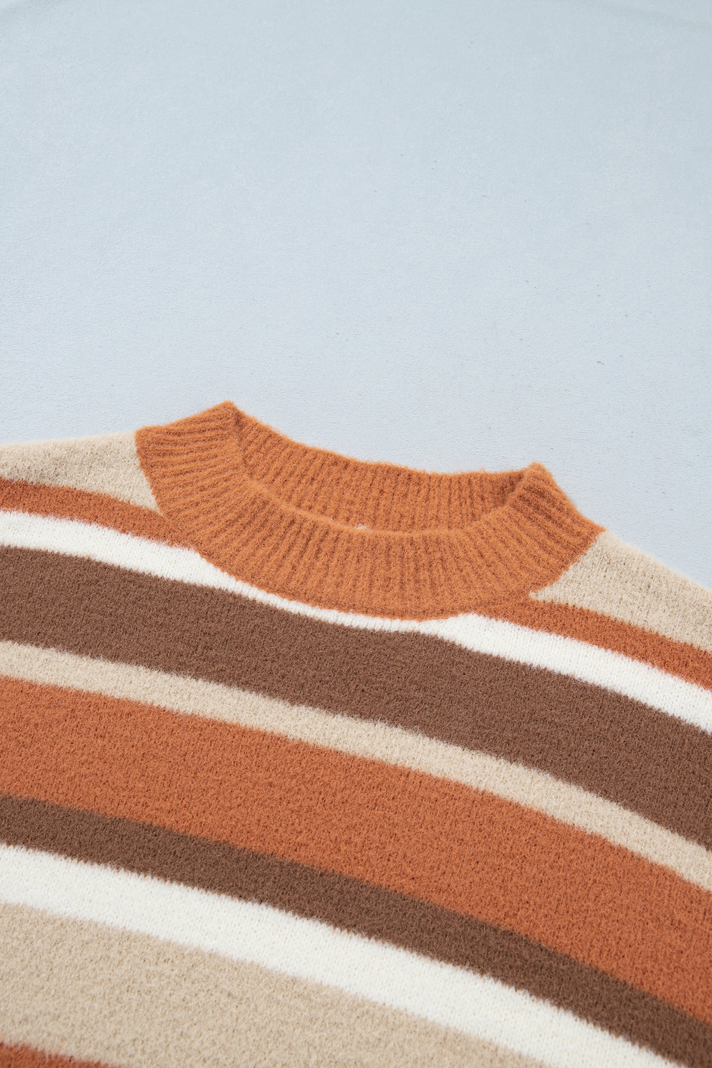Orange Stripe Dropped Shoulder Loose Pullover Sweater