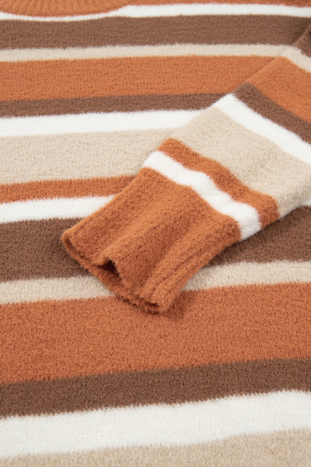 Orange Stripe Dropped Shoulder Loose Pullover Sweater