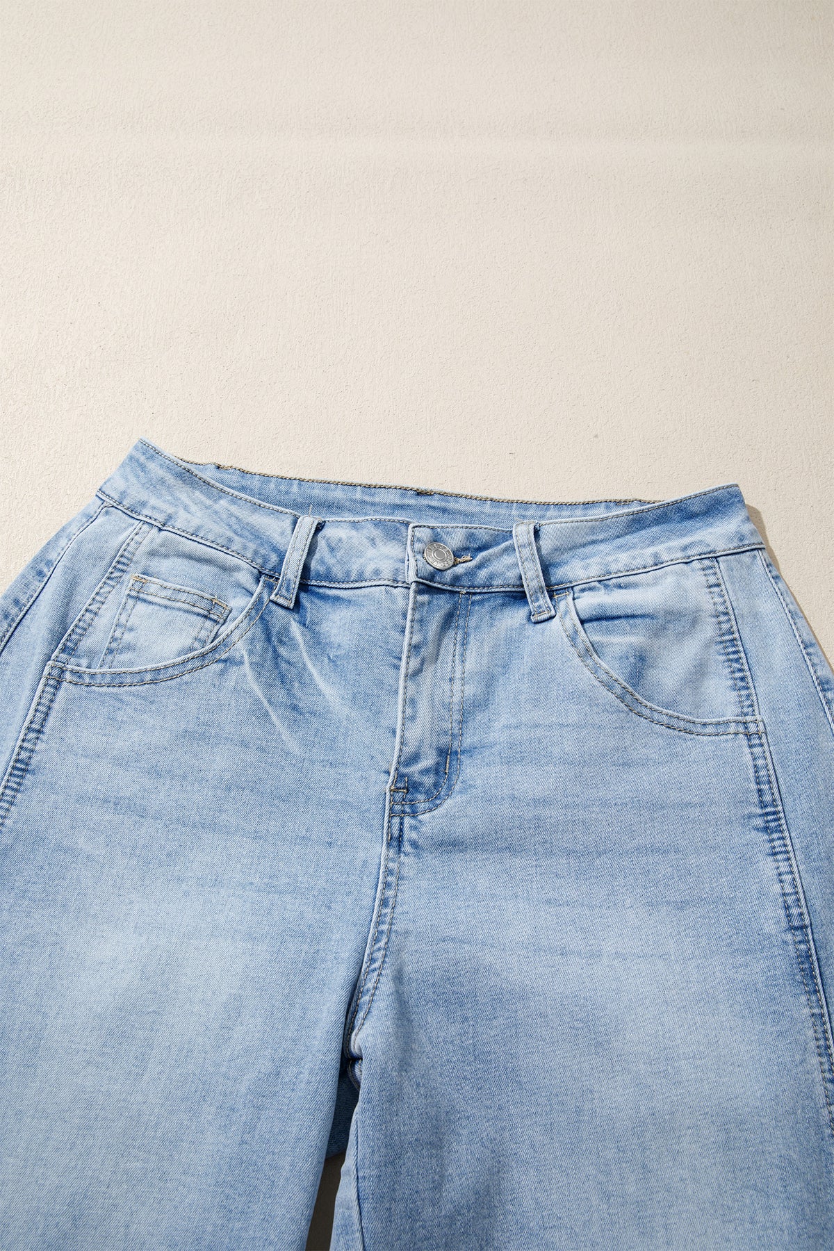 Myosotis Raw Hem Turnup Loose Ankle-length Jeans
