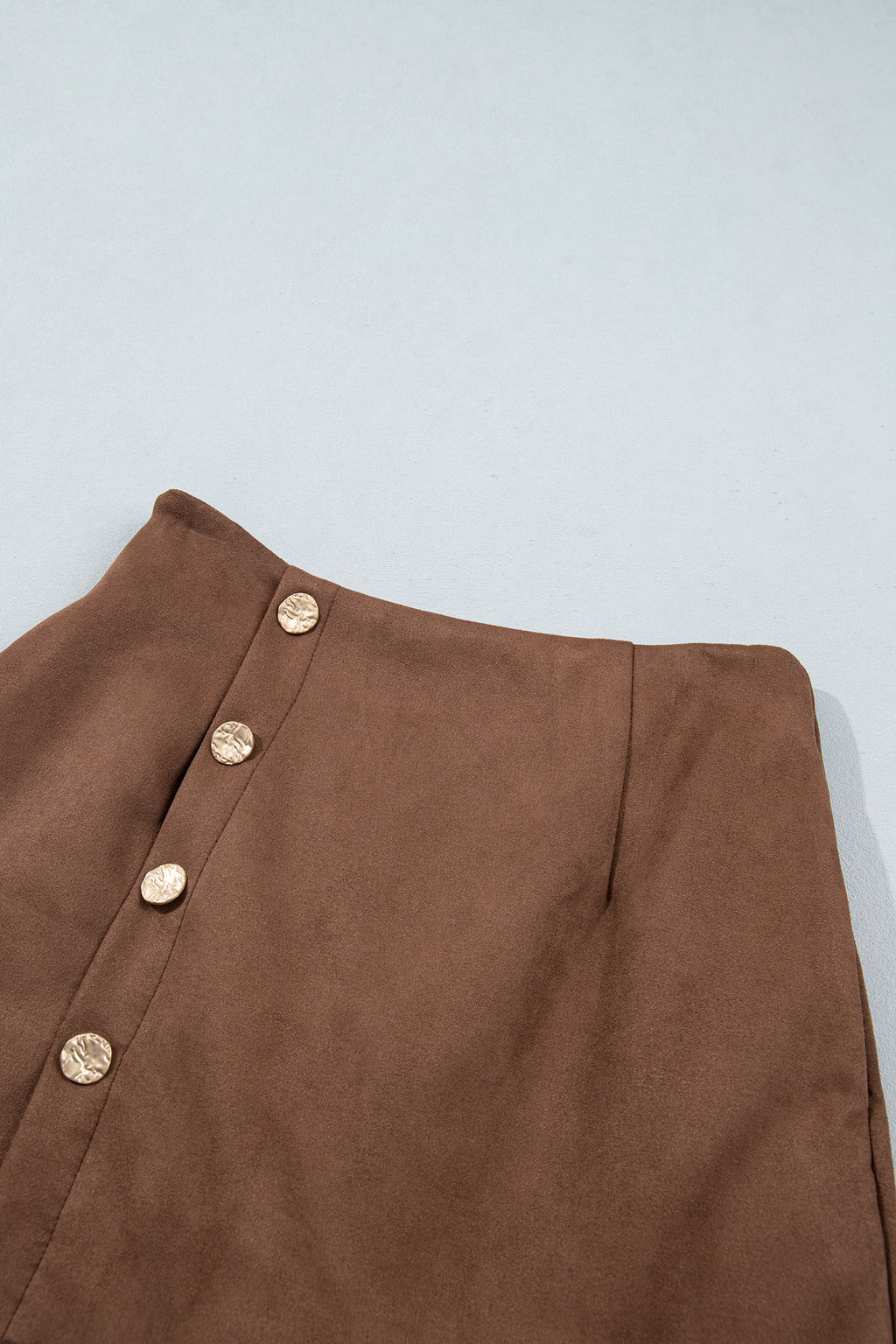 Dark Khaki Gold Button Asymmetric Wrapped Detail Mini Skirt