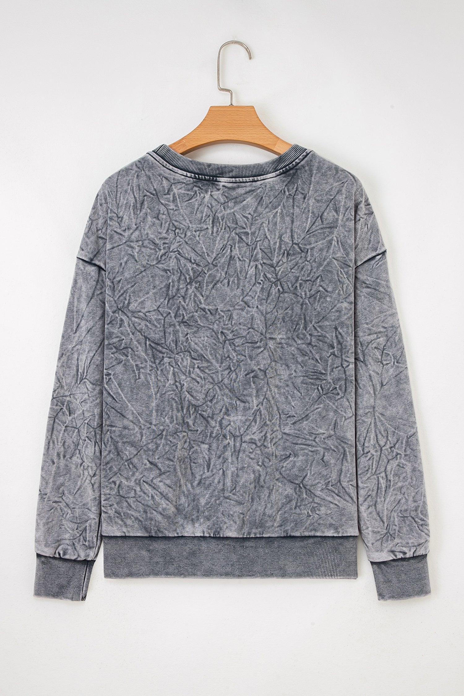 Mineral Red saved by grace Letter Embroidery Mineral Wash Loose Sweatshirt