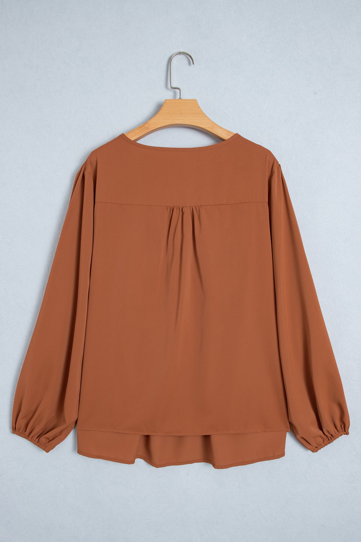 Chestnut Boho V Neck Embroidered Tassel Long Sleeve Plus Size Blouse