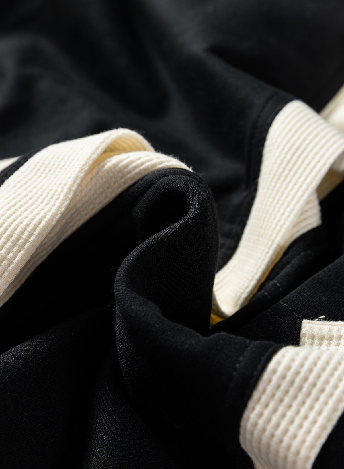 Light French Beige Waffle Contrast Knit Color Block Patchwork Button Front Oversize Hoodie