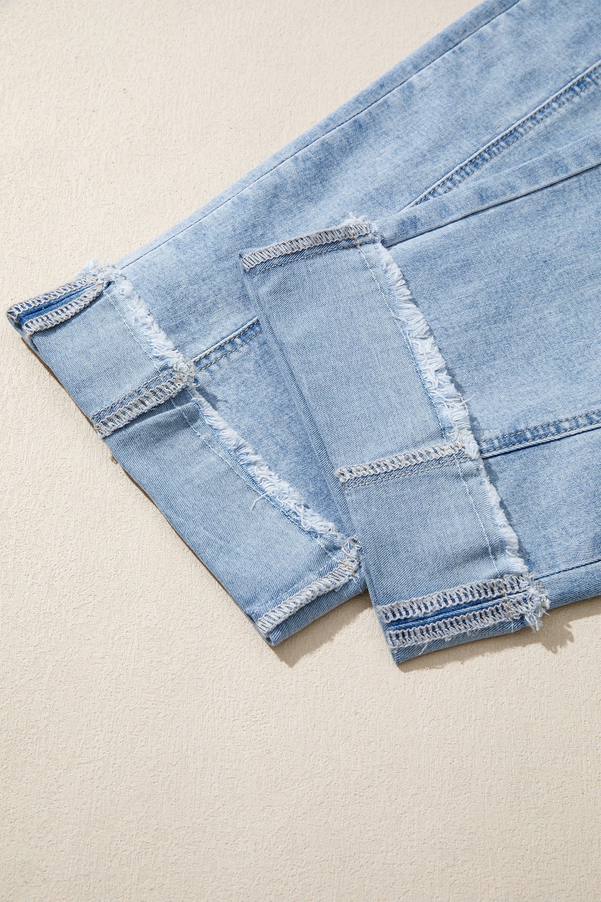 Myosotis Raw Hem Turnup Loose Ankle-length Jeans