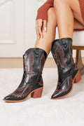 Black Western Eagle Embroidered Faux Leather Boots