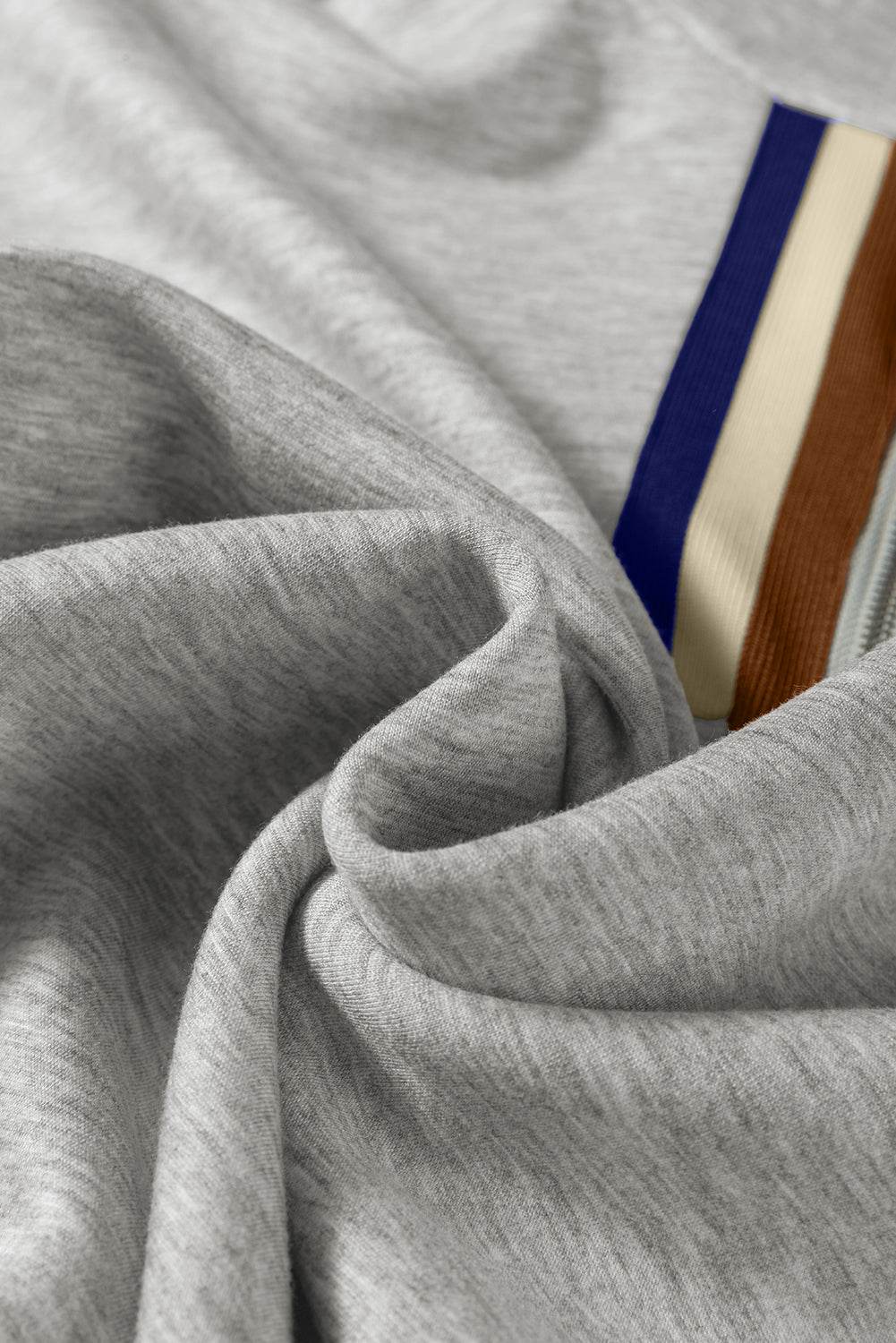 Apricot Striped Patchwork Quarter Zip Pullover Loose Pant Set