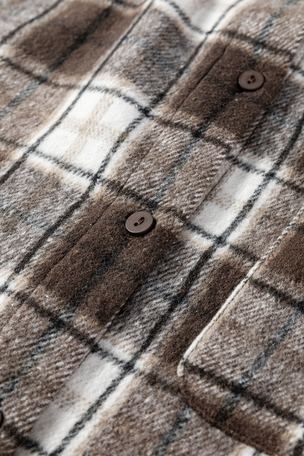 Dark Brown Flanel Plaid Single Chest Pocket Boyfriend Shacket