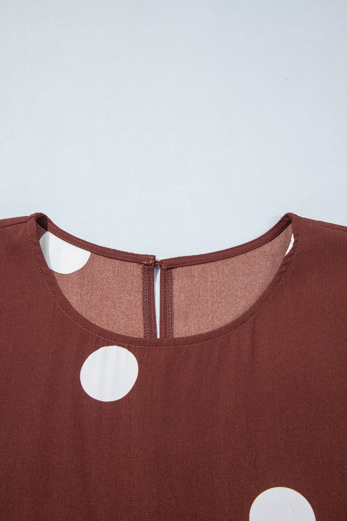 Brown Polka Dot Ruffled Hem Long Sleeve Tie Waist Plus Size Dress