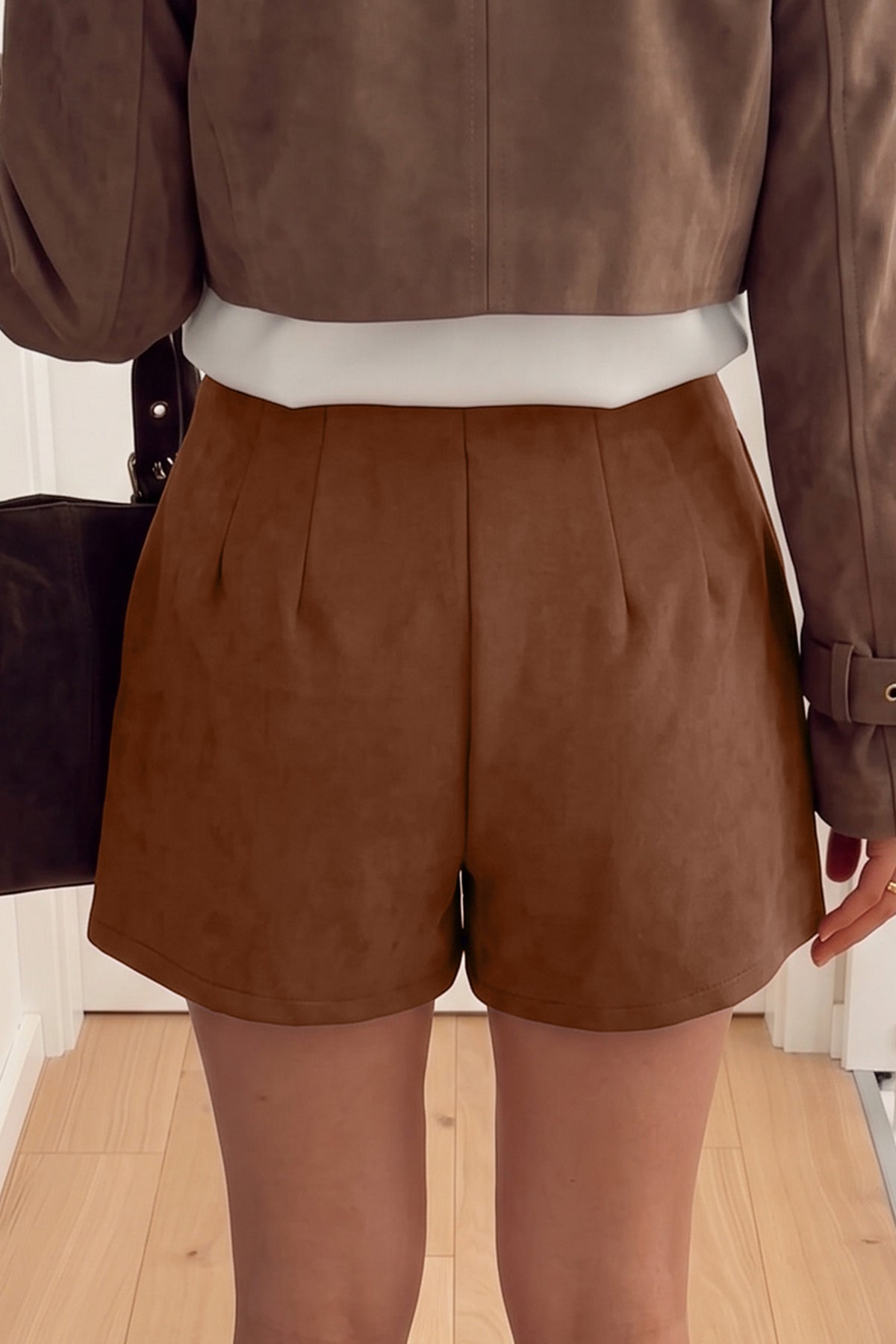 Dark Khaki Gold Button Asymmetric Wrapped Detail Mini Skirt