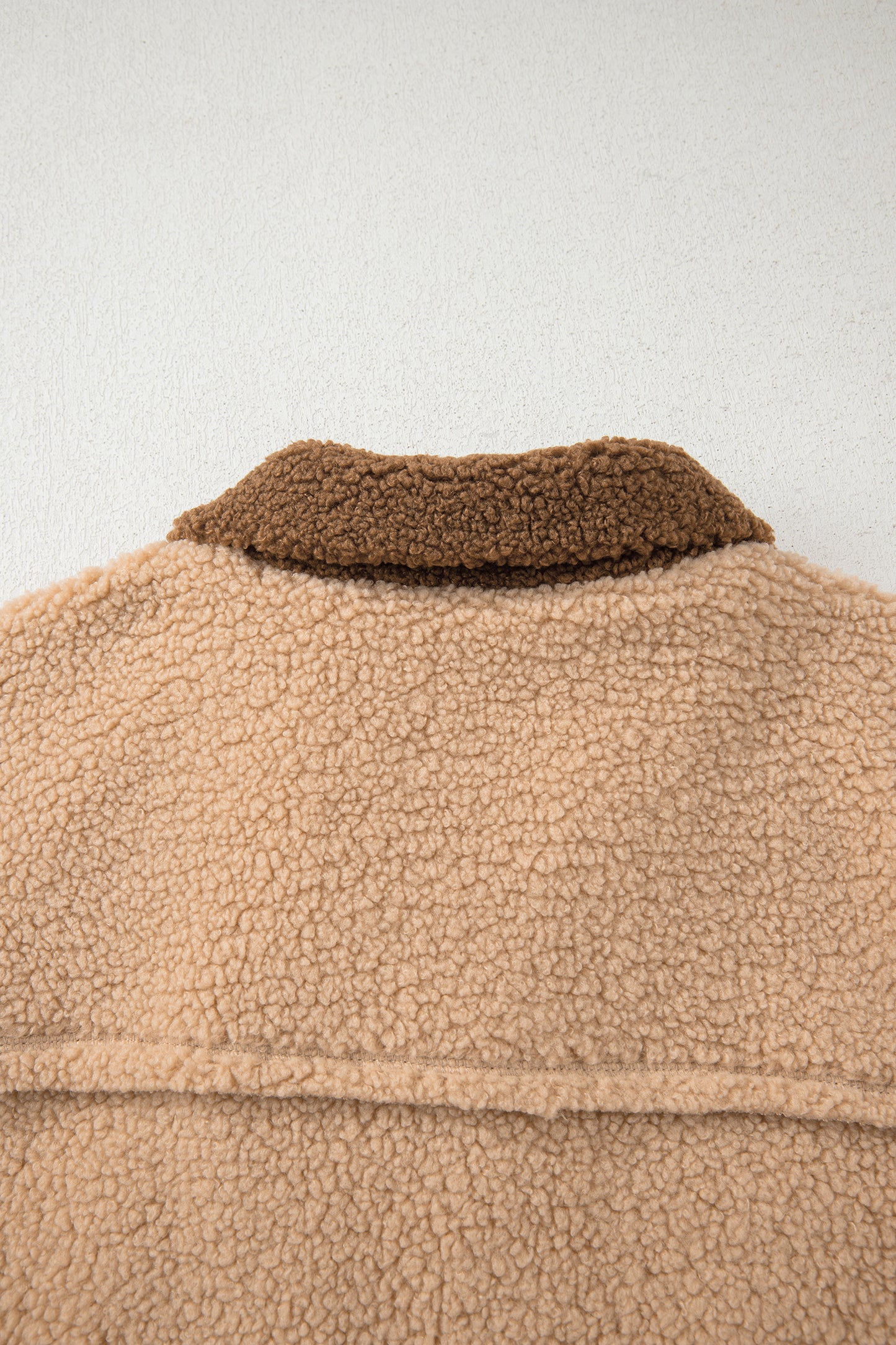 Straw Yellow 2-tone Color Block Patchwork Half Button Sherpa Sweatshirt