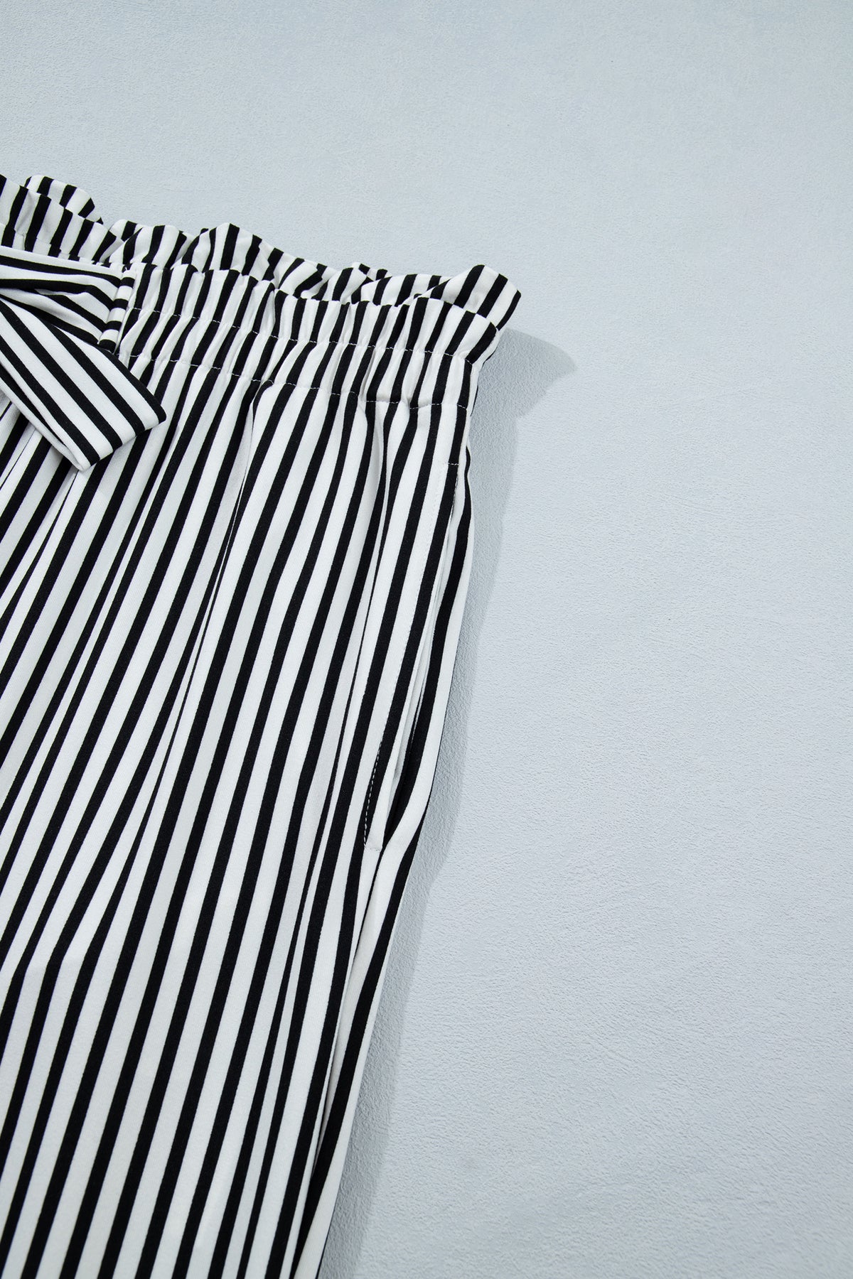 Black Stripe Plus Size Loose Straight Casual Pants