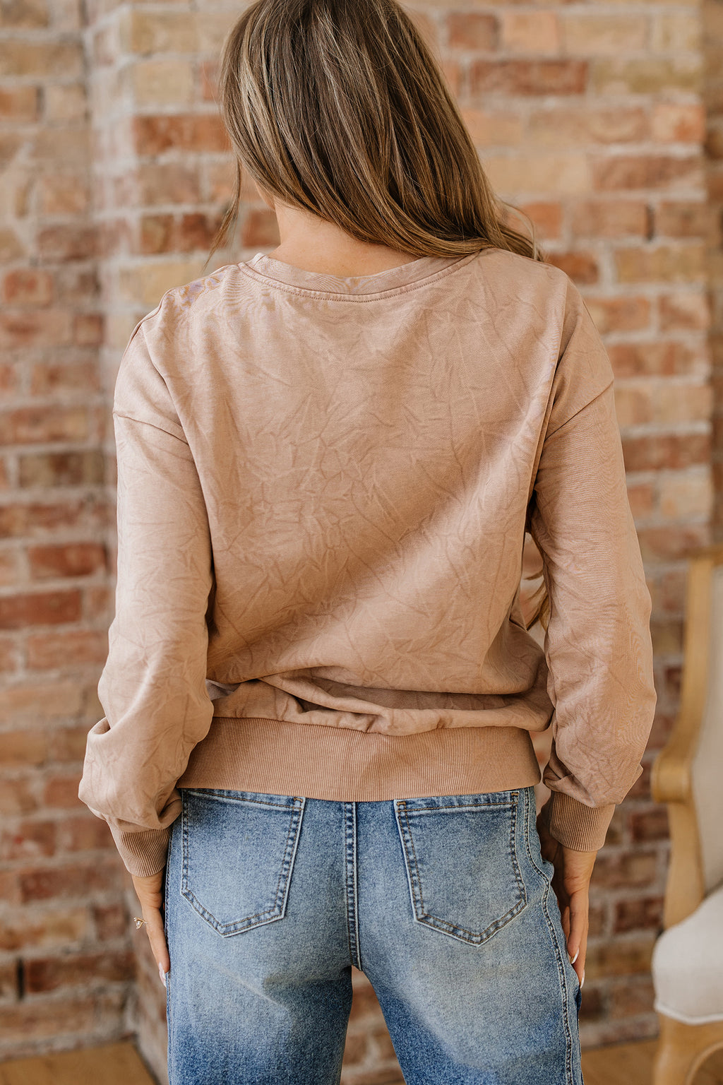 Mineral Red saved by grace Letter Embroidery Mineral Wash Loose Sweatshirt