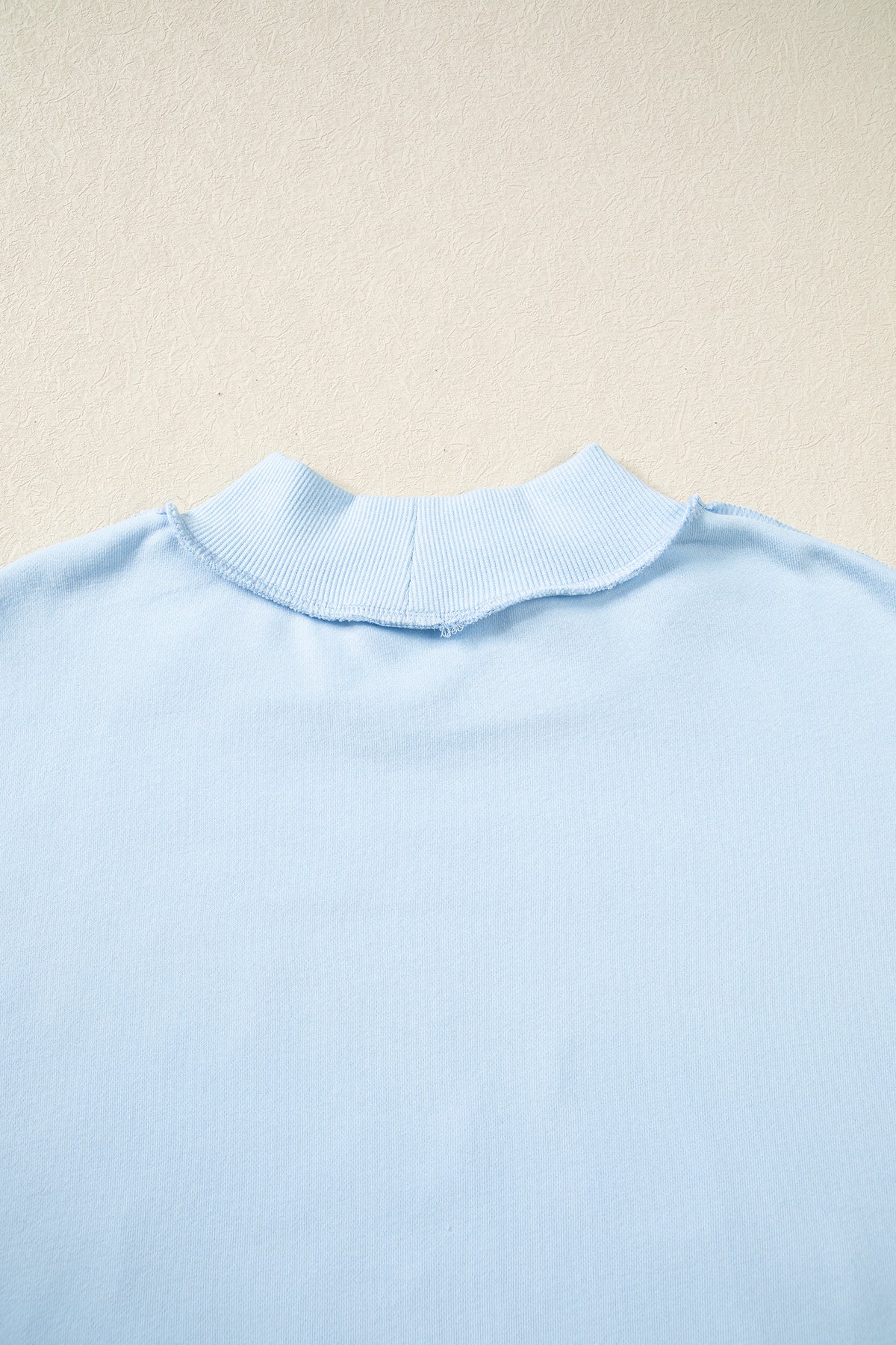 Mist Blue Jesus Saves Slogan Print Stand Neck Baggy Sweatshirt