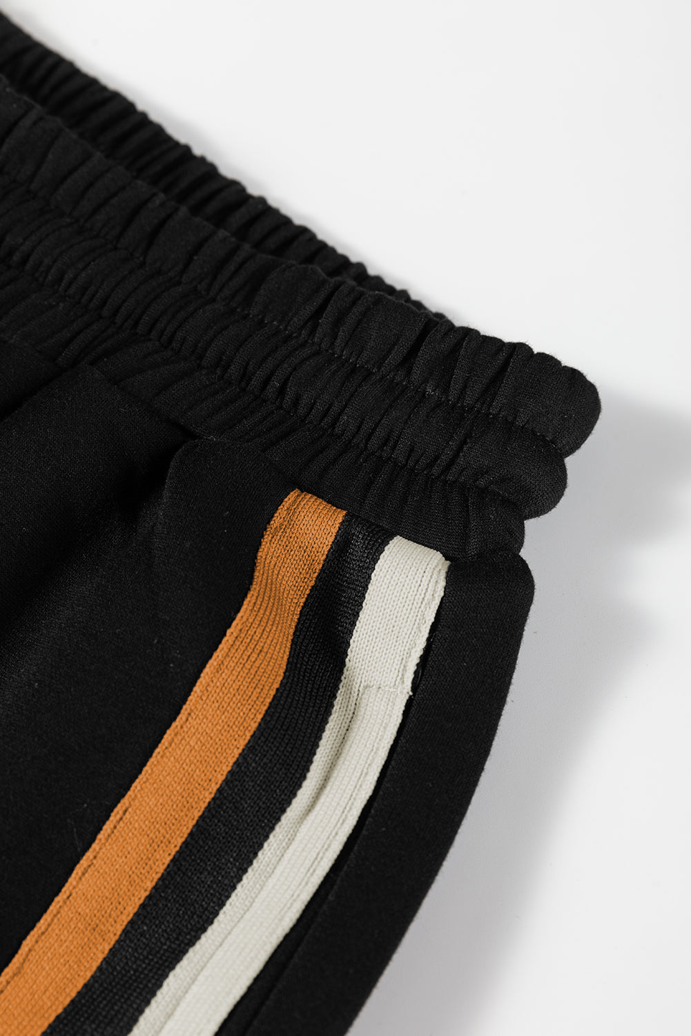 Apricot Striped Patchwork Quarter Zip Pullover Loose Pant Set