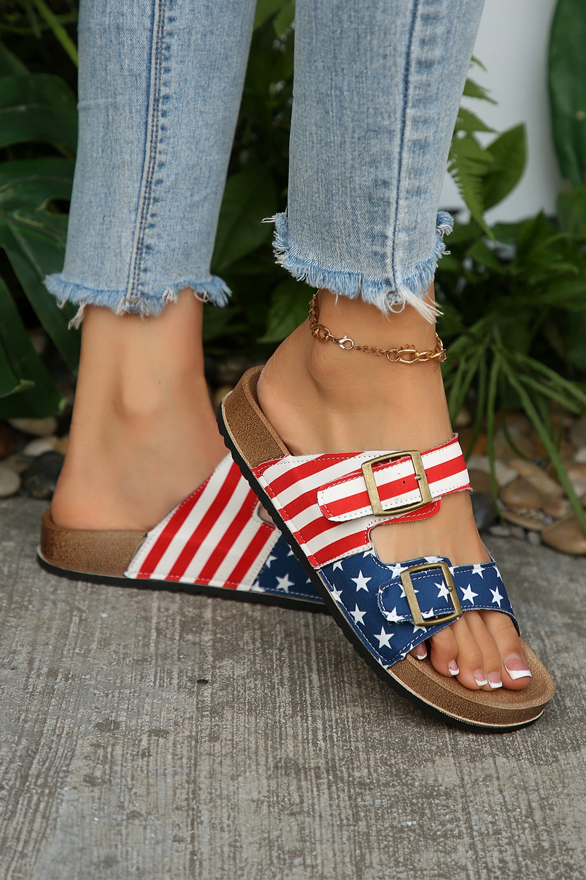 Coffee Two-tone Retro Buckle Straps Hollowed Faux Suede Slippers