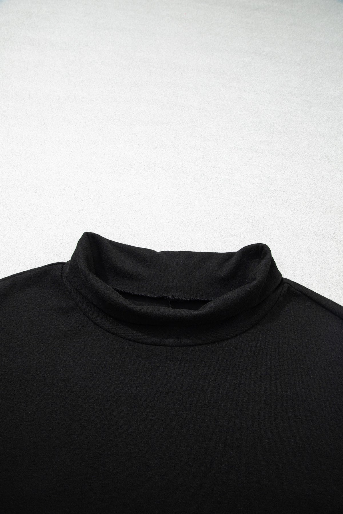 Black High Neck Long Sleeve Top