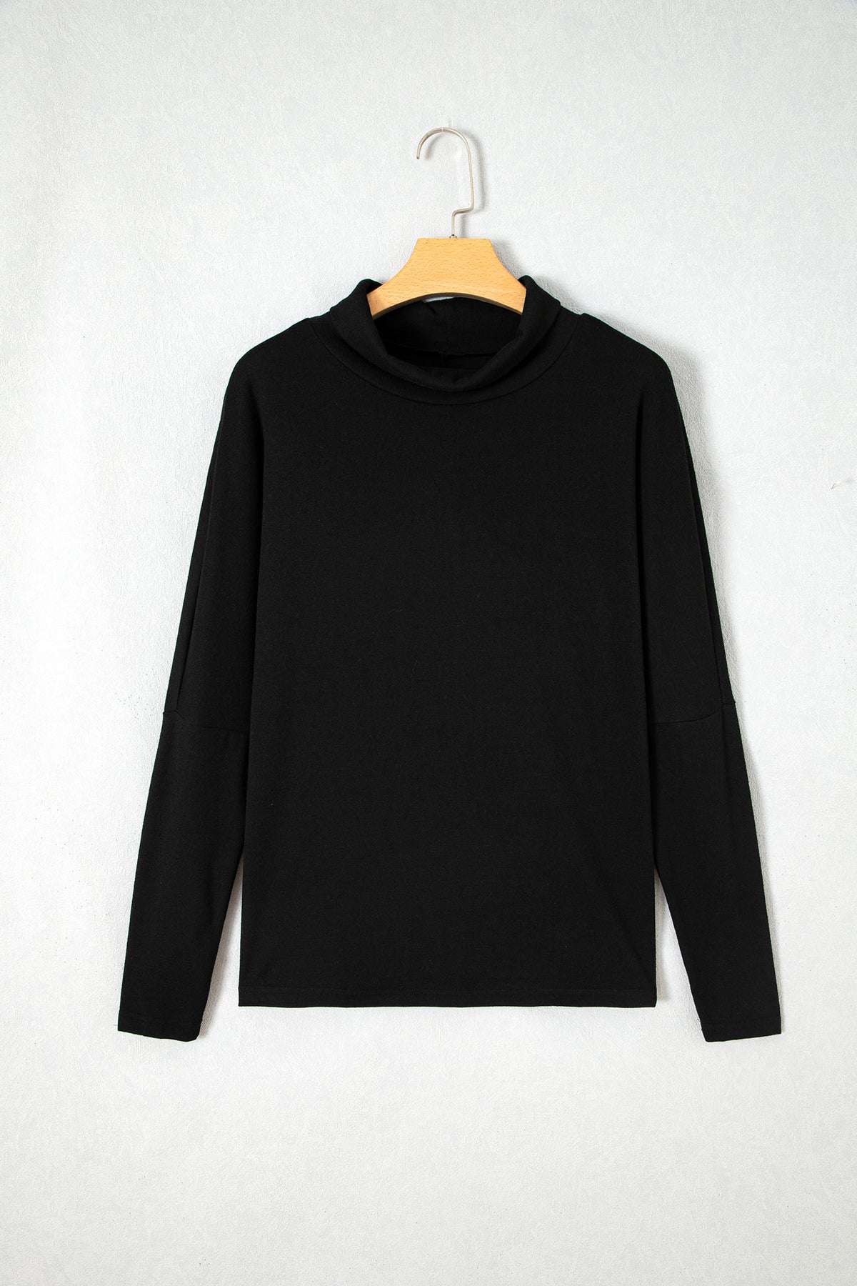 Black High Neck Long Sleeve Top