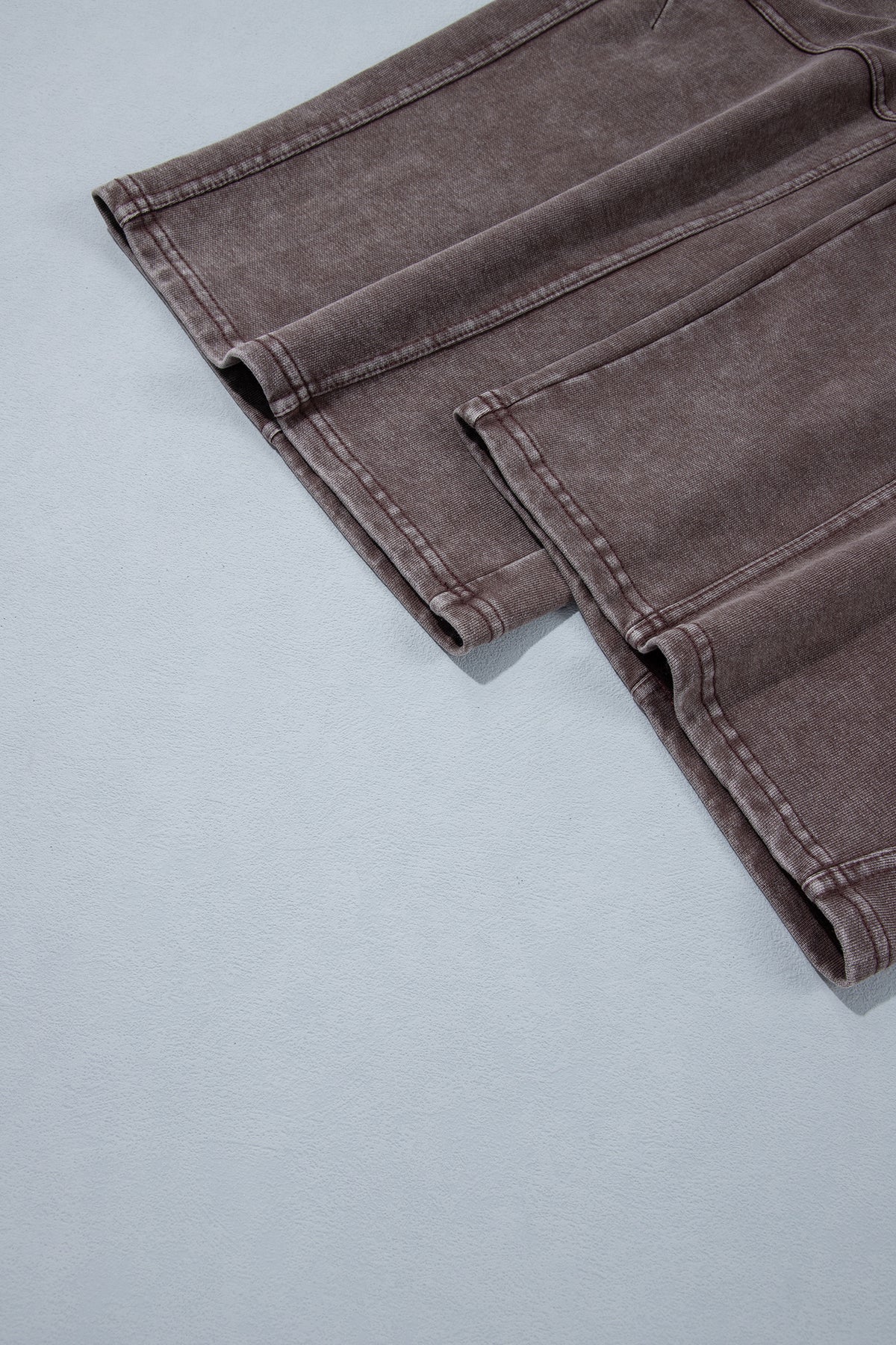 Coffee Mineral Wash Elastic Waistband Plus Size Barrel Pants