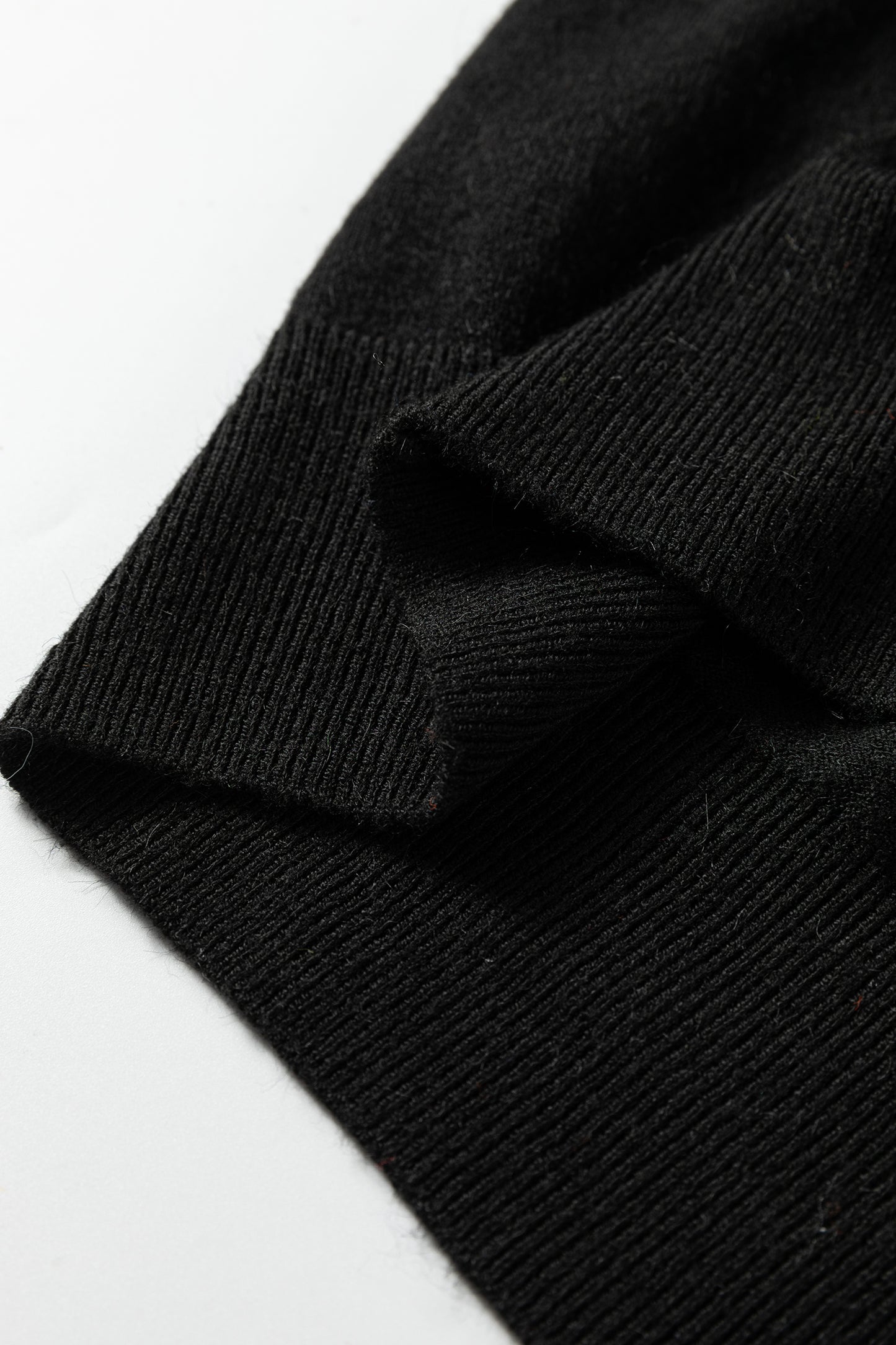 Black Contrast Striped Trim V Neck Varsity Sweater