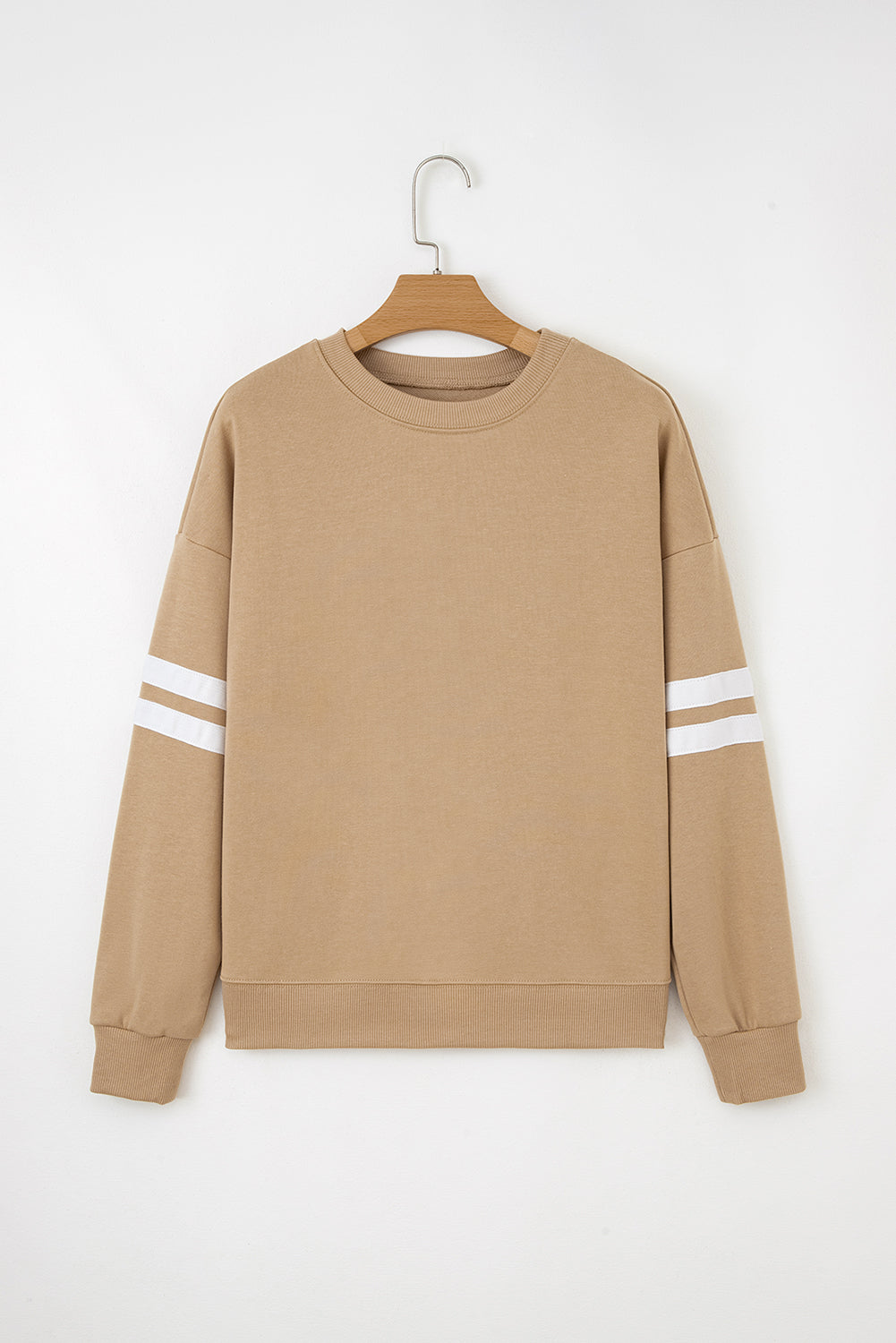 Navy Blue Varsity Striped Detail Drop Shoulder Oversized Sweatshirt