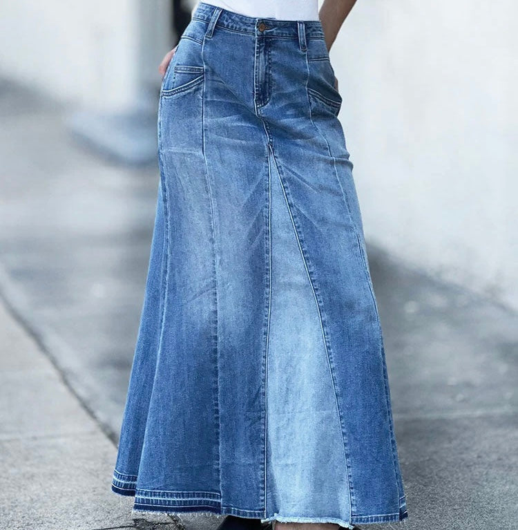 Jean Maxi A-line skirt