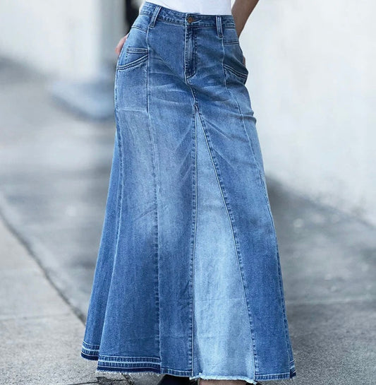 Jean Maxi A-line skirt