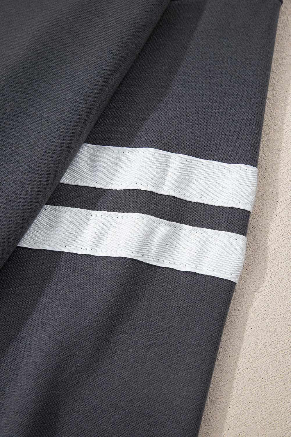 Navy Blue Varsity Striped Detail Drop Shoulder Oversized Sweatshirt
