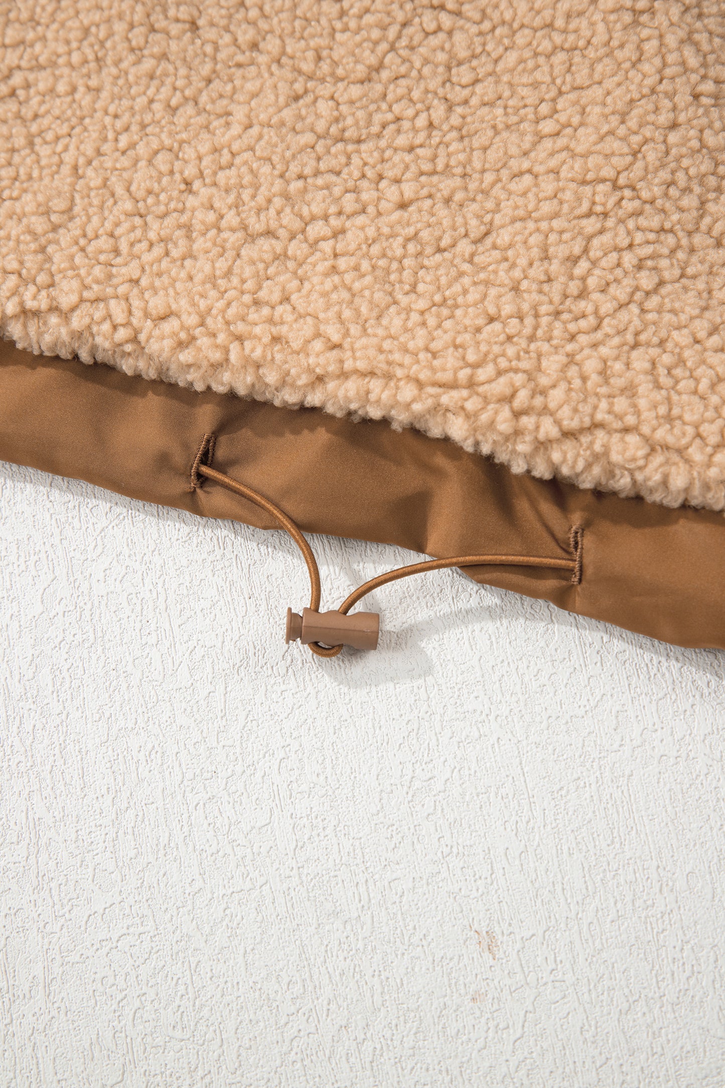 Straw Yellow 2-tone Color Block Patchwork Half Button Sherpa Sweatshirt