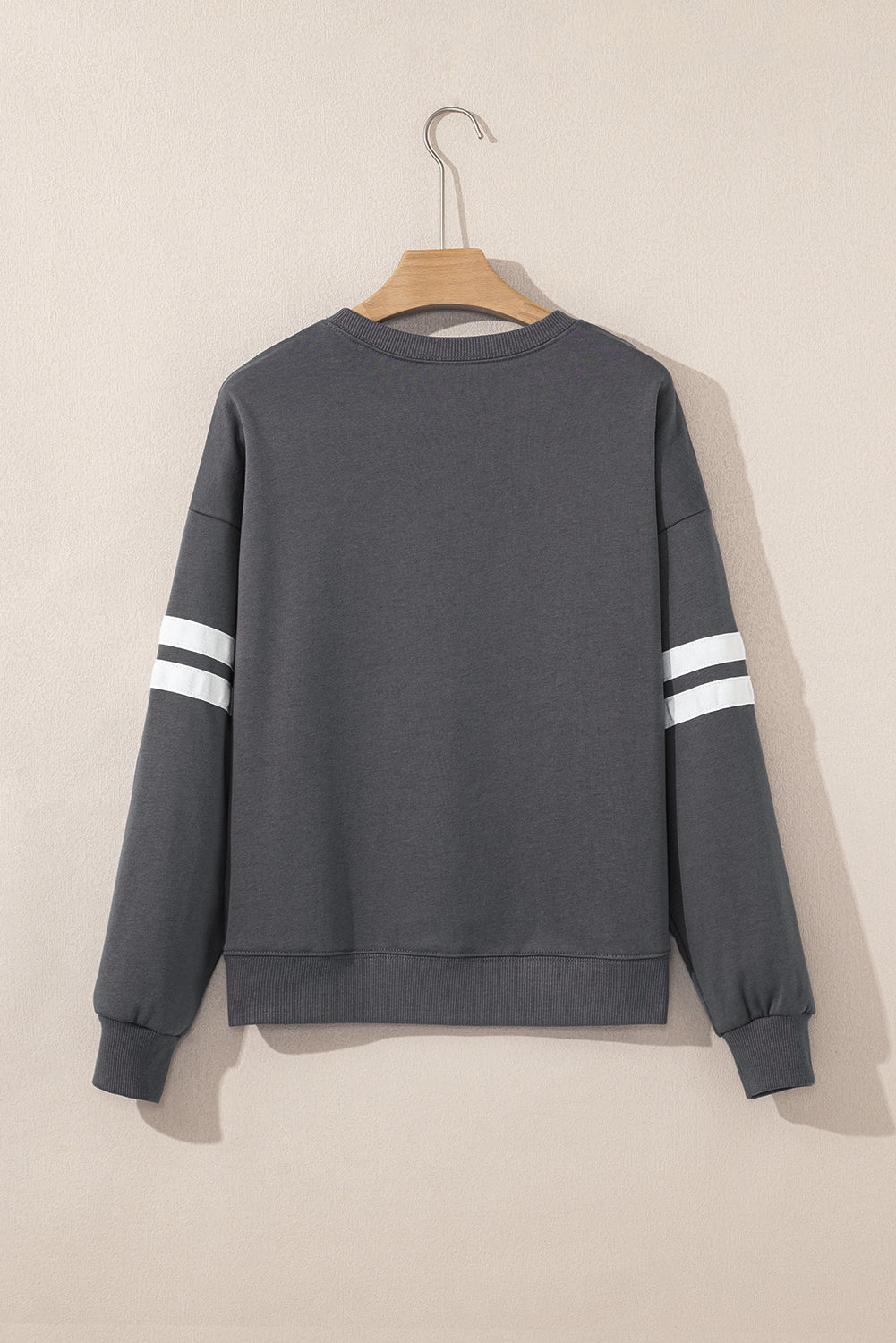 Navy Blue Varsity Striped Detail Drop Shoulder Oversized Sweatshirt