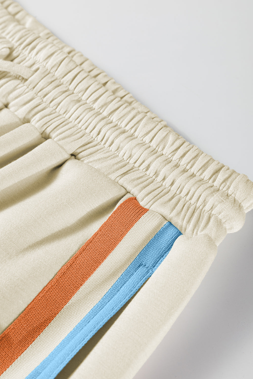 Apricot Striped Patchwork Quarter Zip Pullover Loose Pant Set