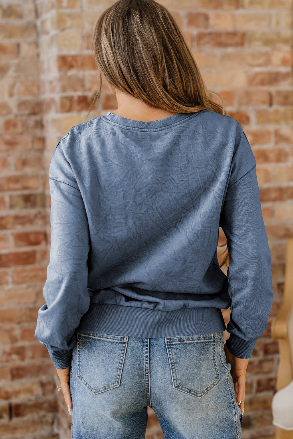 Mineral Red saved by grace Letter Embroidery Mineral Wash Loose Sweatshirt