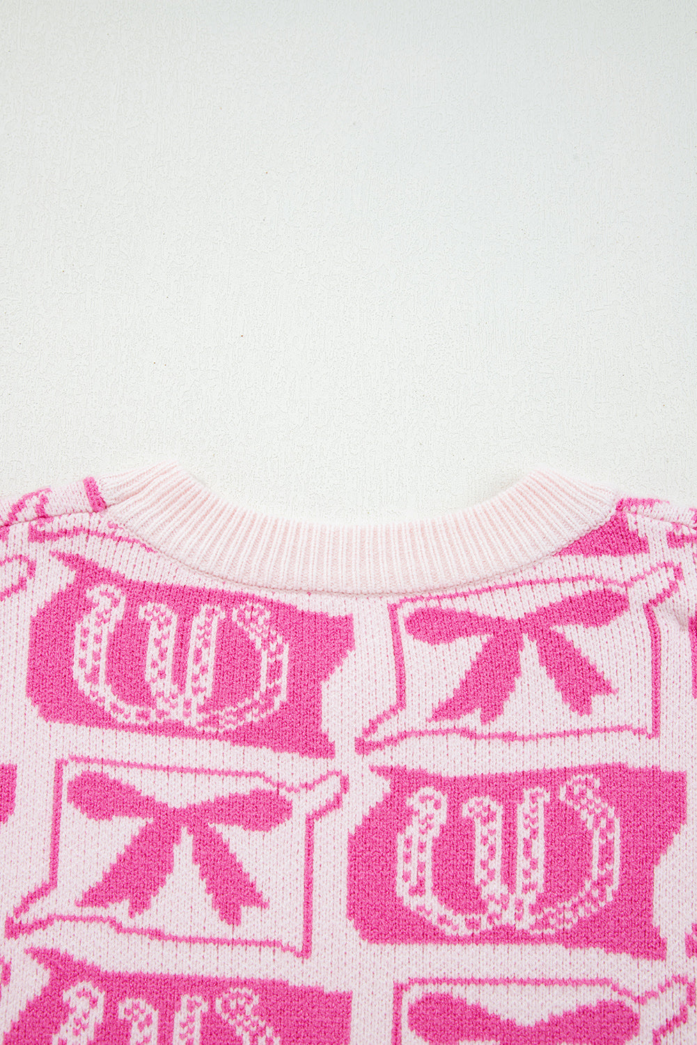 Black Bows & Horseshoes Pattern Western Fashion Print Sweater