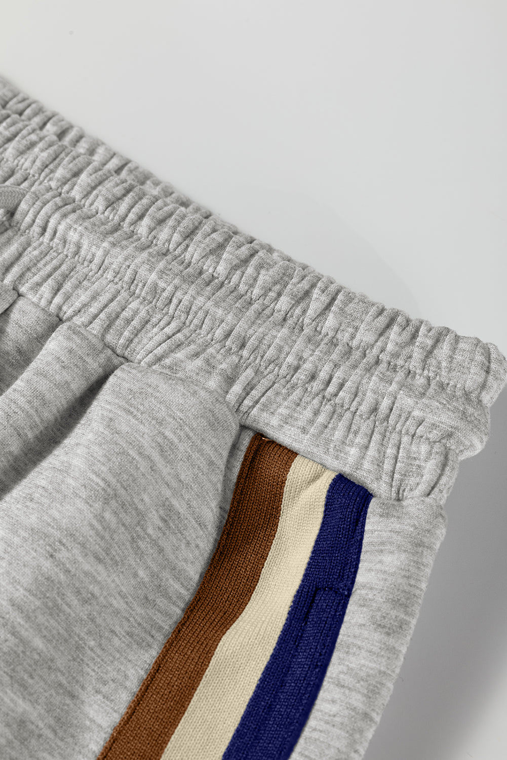 Apricot Striped Patchwork Quarter Zip Pullover Loose Pant Set