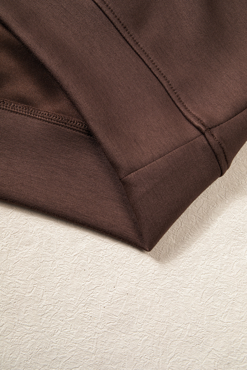 Coffee Sporty Piping Trim Mock Neck Pullover Relaxed 2pcs Pant Set