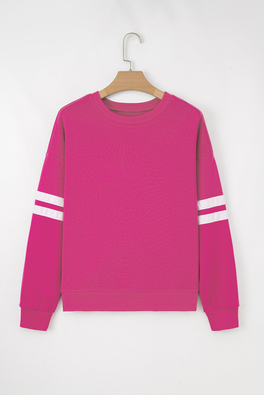 Navy Blue Varsity Striped Detail Drop Shoulder Oversized Sweatshirt