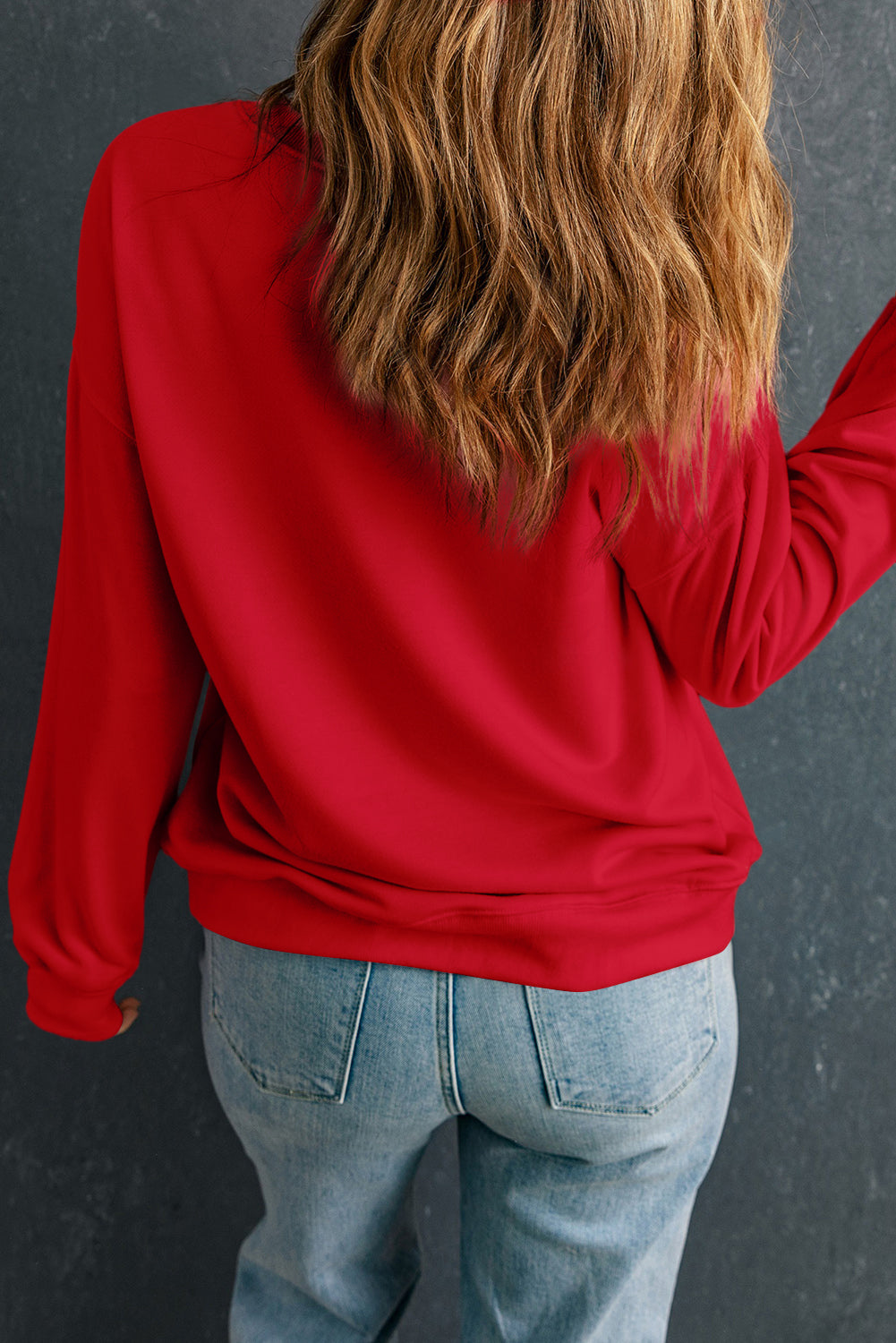Apricot Solid Crew Neck Drop Shoulder Plus Size Sweatshirt