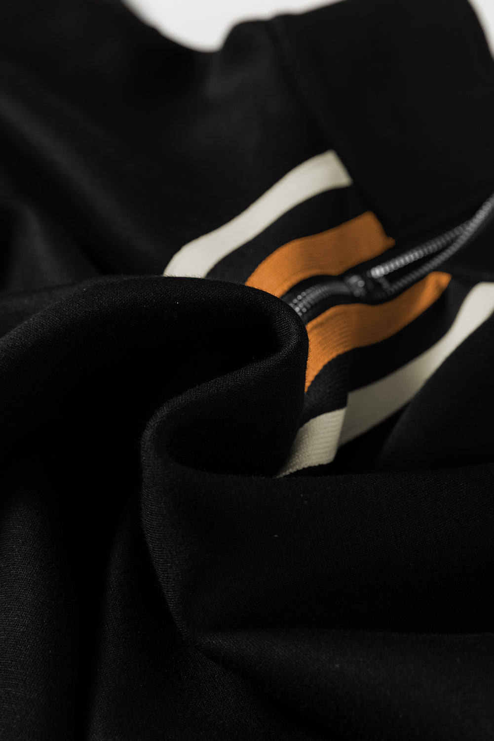 Apricot Striped Patchwork Quarter Zip Pullover Loose Pant Set