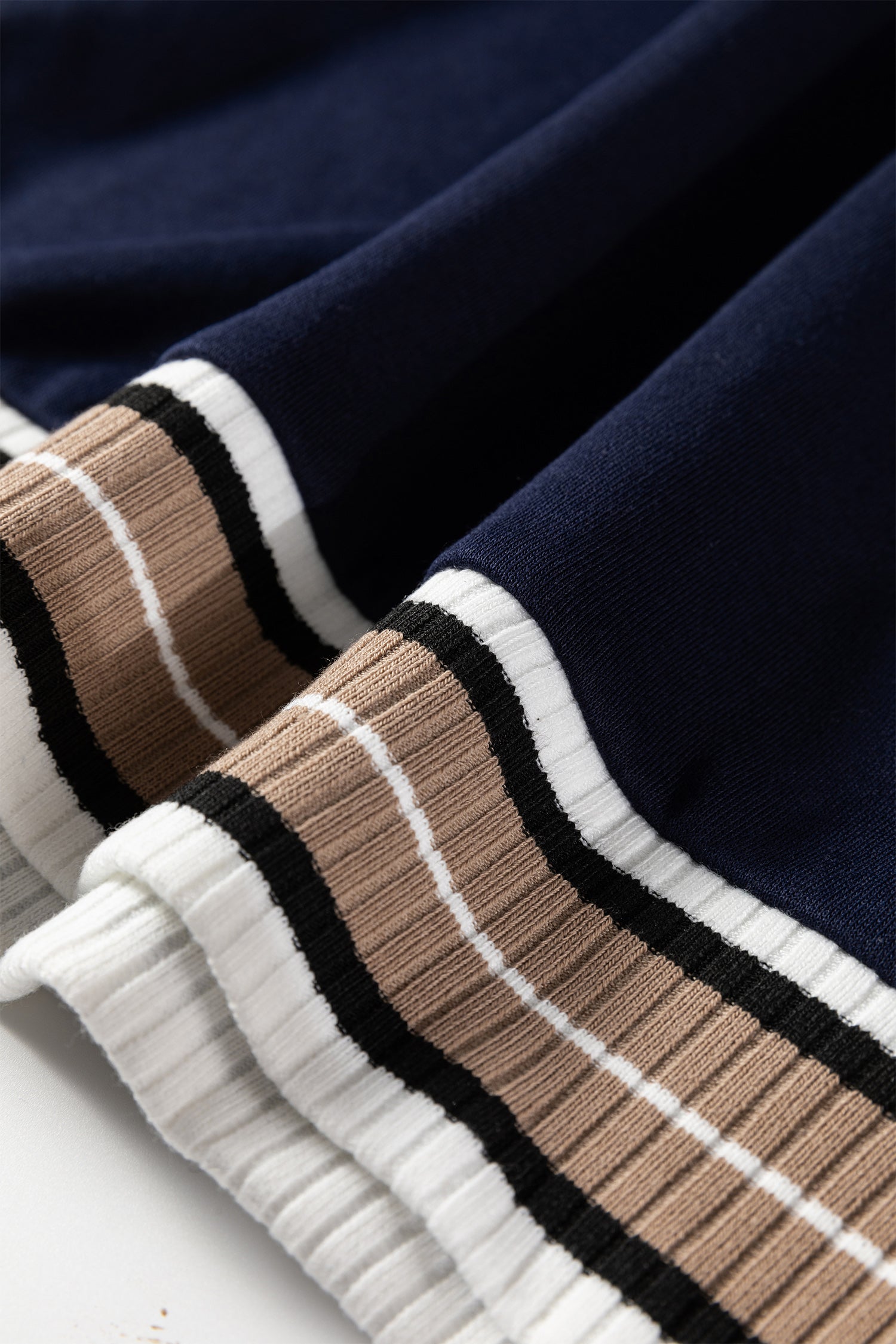 Parchment Varsity Contrast Striped Trim V Neck Sweatshirt