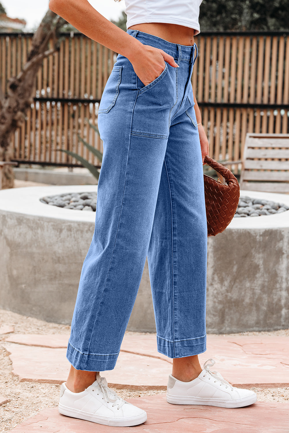 Ashleigh Blue Cropped High Rise Wide Leg Jeans