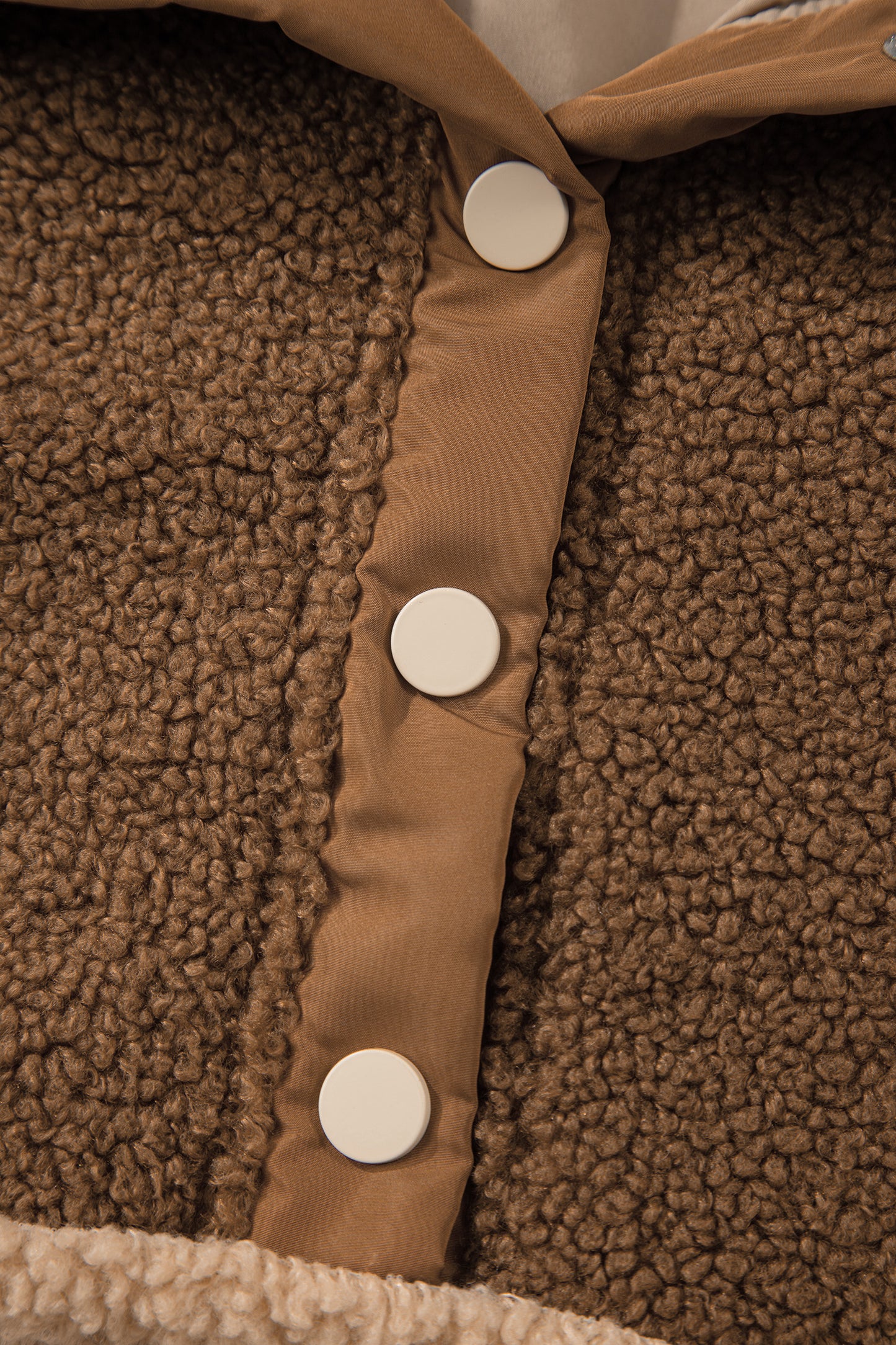 Straw Yellow 2-tone Color Block Patchwork Half Button Sherpa Sweatshirt